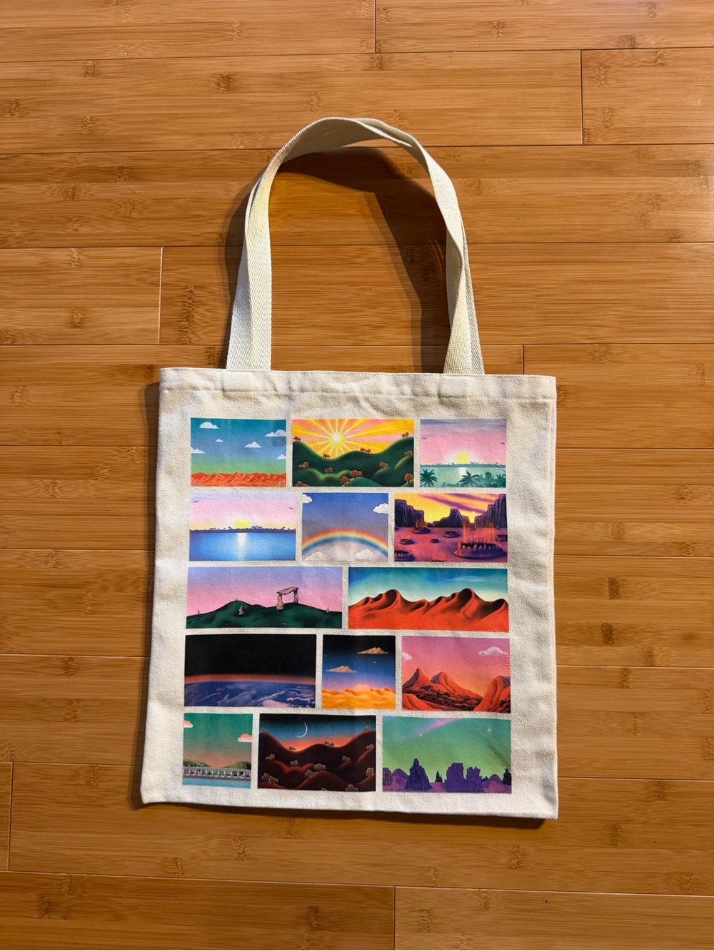 Colorful Nature Art Print Canvas Tote Bag